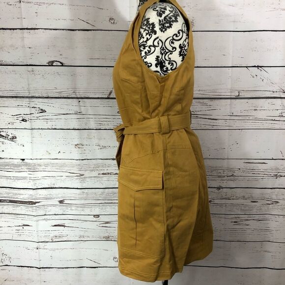 Revolve Stevie May Alto Cotton Twill Belted Zip Up Mini Dress Mustard Yellow - Picture 5 of 11